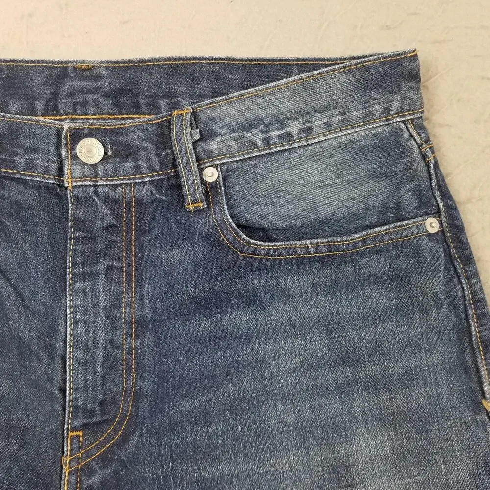 Levis 502 Jeans Mens 33x32 Blue Medium Wash Wellthread Tapered Leg Stretch Denim